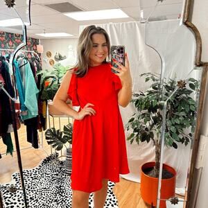 Red Valentino Bateau Neckline Mini Dress Ruffle Details Size 42